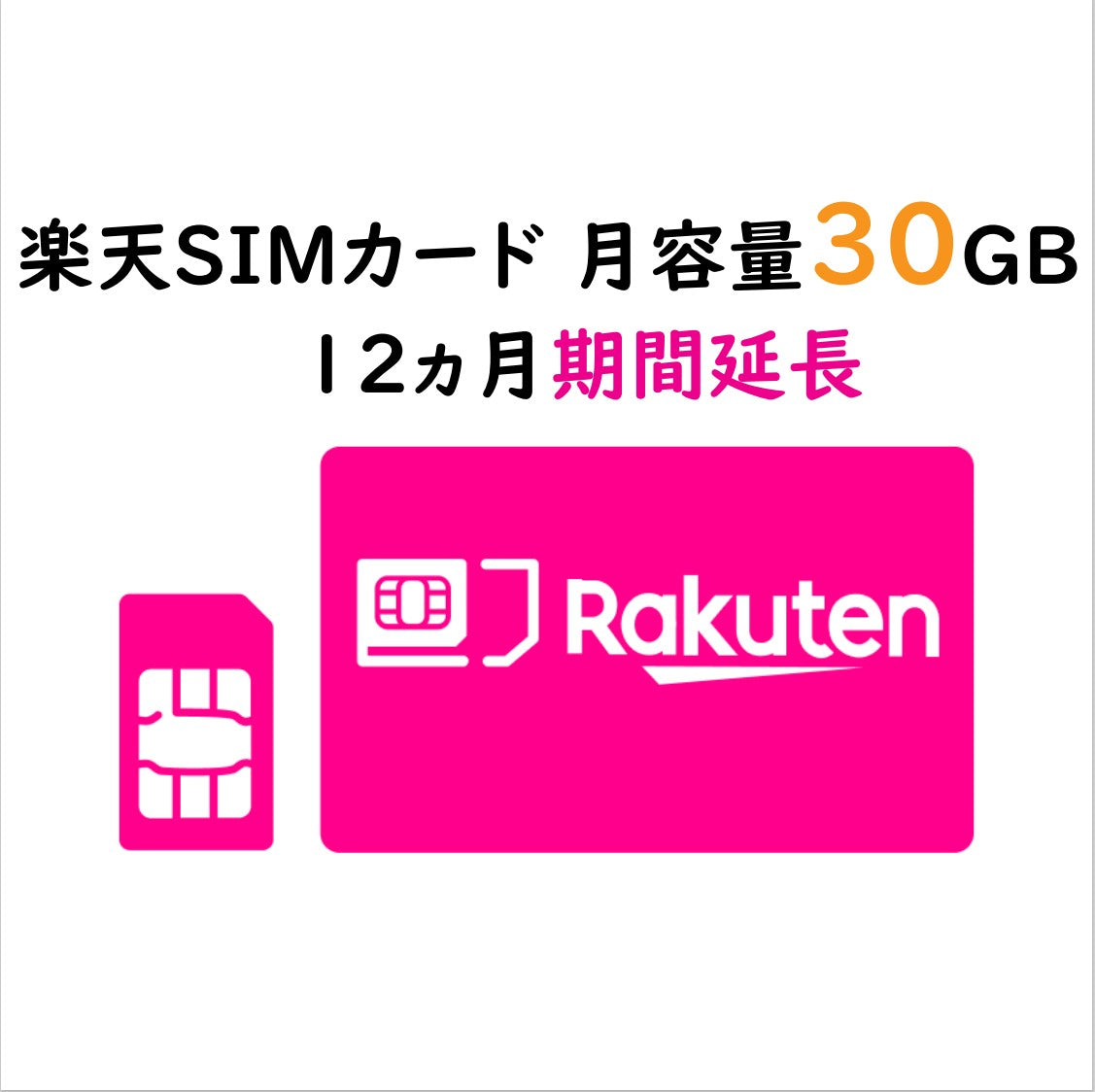 楽天SIMカード 月容量 30GB 12ヵ月期間延長
